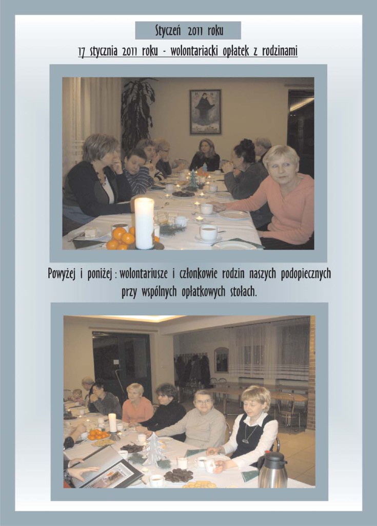 Strona kroniki: wolontariacki opłatek z rodzinami, 17 stycznia 2011 r. (1)
