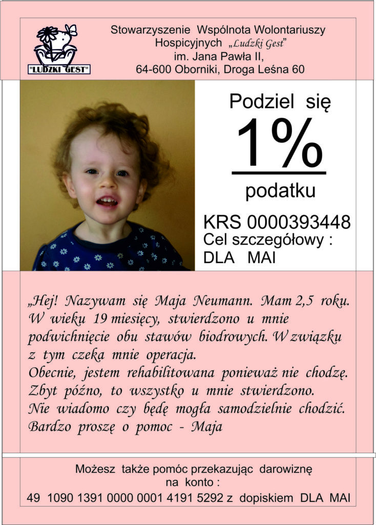 Ulotka „Przekaż 1%” dla Mai – KRS 0000393448