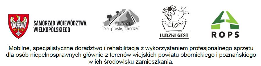 Nagłówek: Mobilna rehabilitacja – projekt Fundacji „Na prostej drodze” i Stowarzyszenia „Ludzki Gest”