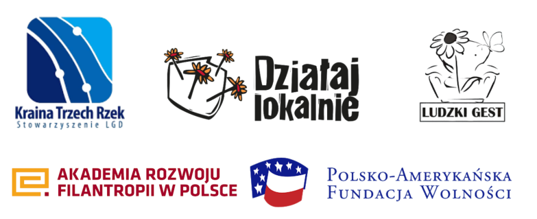 Logotypy programu „Działaj Lokalnie” i partnerów projektu ogrodu „Zielony Zakątek”